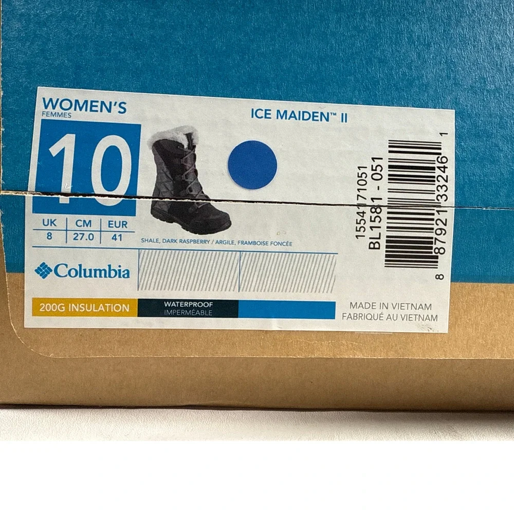 Columbia Winter Boot‎ Ice Maiden II Womens 10 Waterproof Insulated Shale Gray